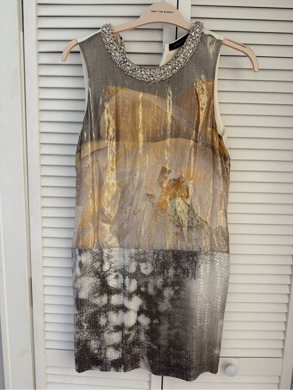 Vintage Barbara Bui Gold and Silver Embellished Mini Dress